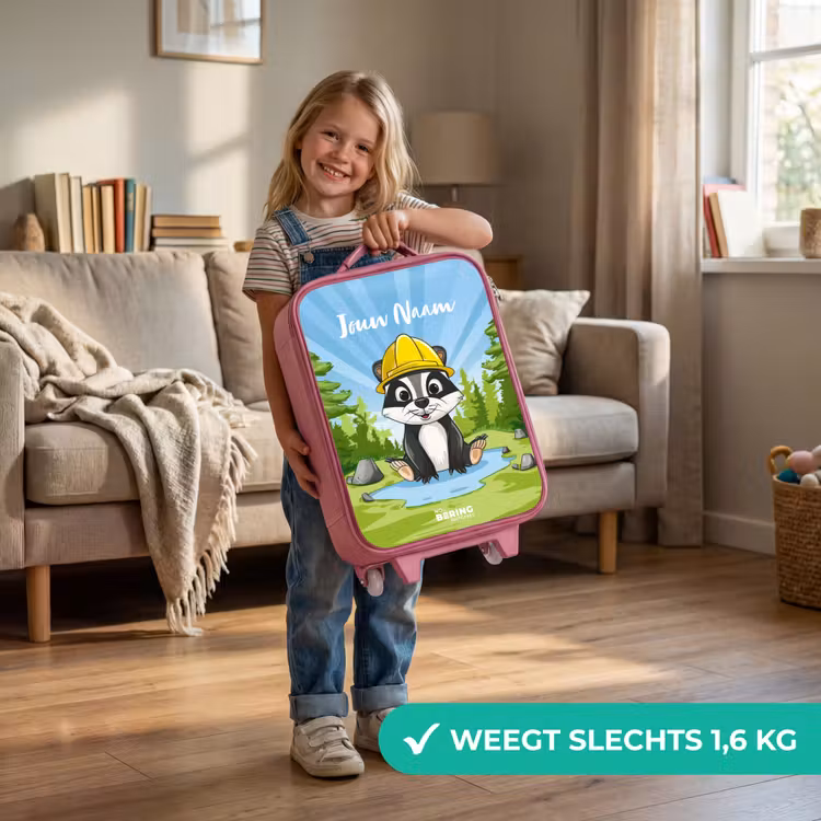 Wally werkbeer Kinderkoffer - Roze klein -sfeer2_NL