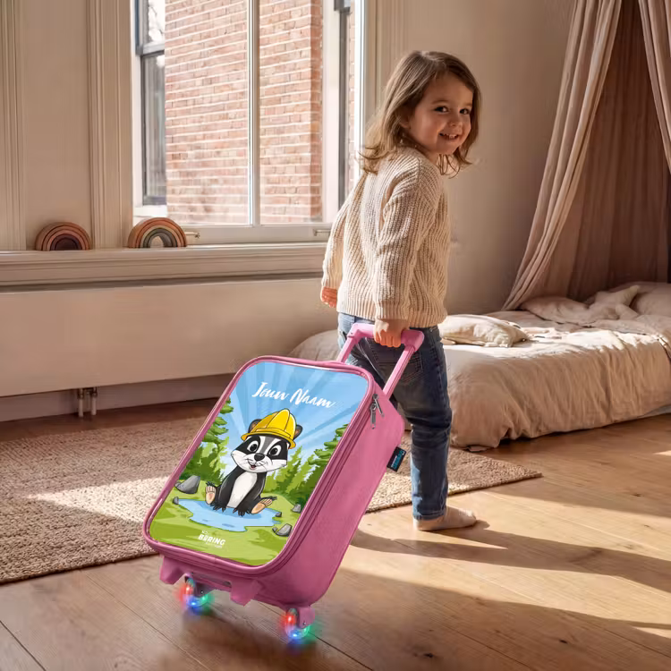 Wally werkbeer Kinderkoffer - Roze klein -sfeer1