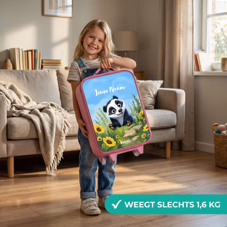 Willem wasbeer Kinderkoffer - Roze klein -sfeer2_NL