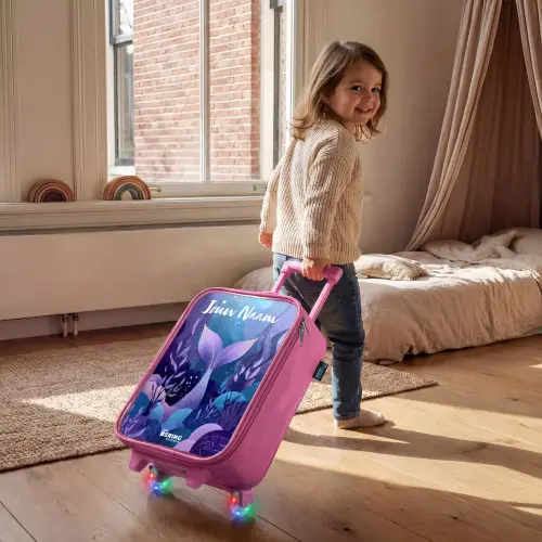 Zeemeermin - Onderwater - Paars - Blauw Kinderkoffer - Roze klein -sfeer1