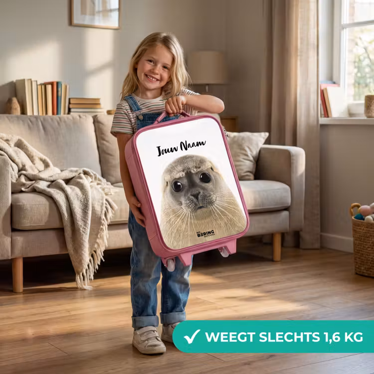 Zyon Zeehond Kinderkoffer - Roze klein -sfeer2_NL