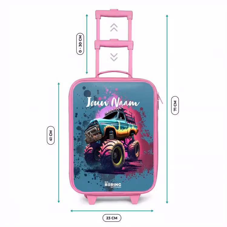 Monster Wheels Kinderkoffer - Roze klein -productfoto_formaten