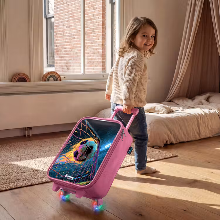 Neon - Net - Voetbal - Kleurrijk Kinderkoffer - Roze klein -sfeer1