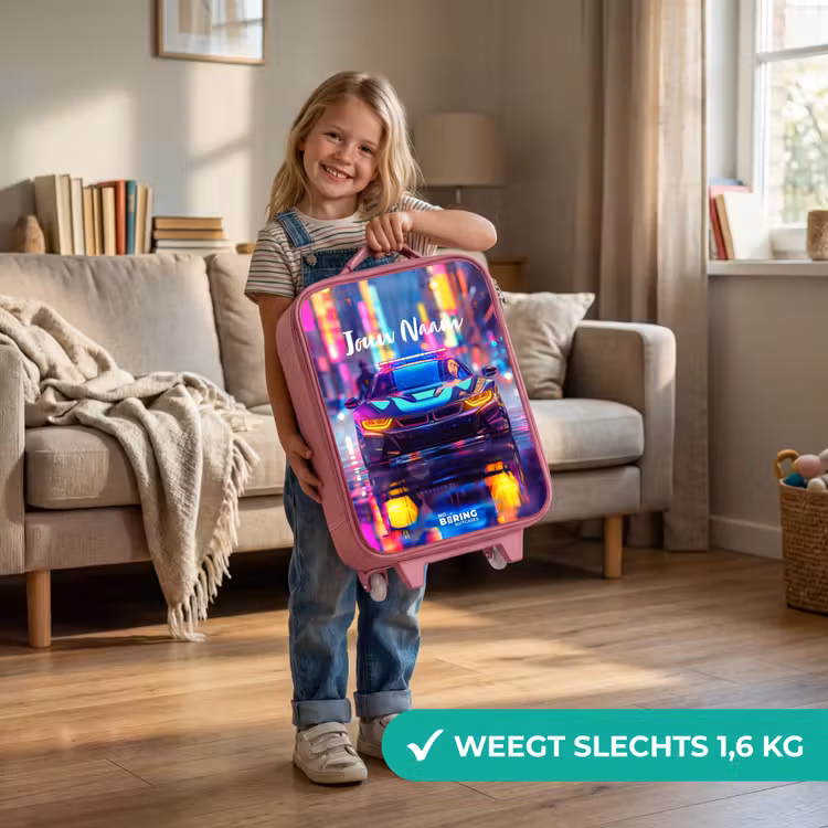 Neon nightcar Kinderkoffer - Roze klein -sfeer2_NL