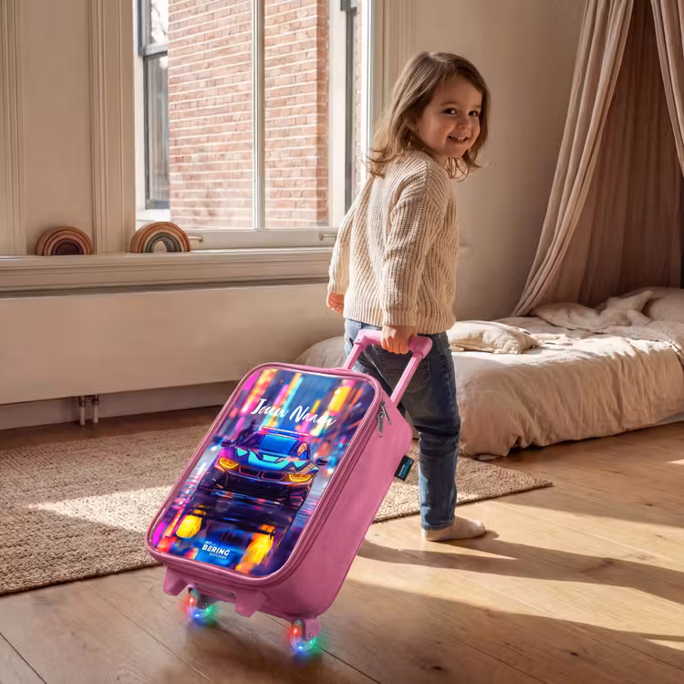 Neon nightcar Kinderkoffer - Roze klein -sfeer1