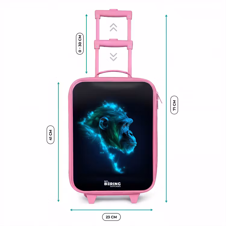 Neon silhouet van een chimpansee Kinderkoffer - Roze klein -productfoto_formaten