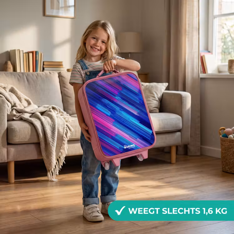 Neon - Strepen - Abstract - Blauw - Roze Kinderkoffer - Roze klein -sfeer2_NL