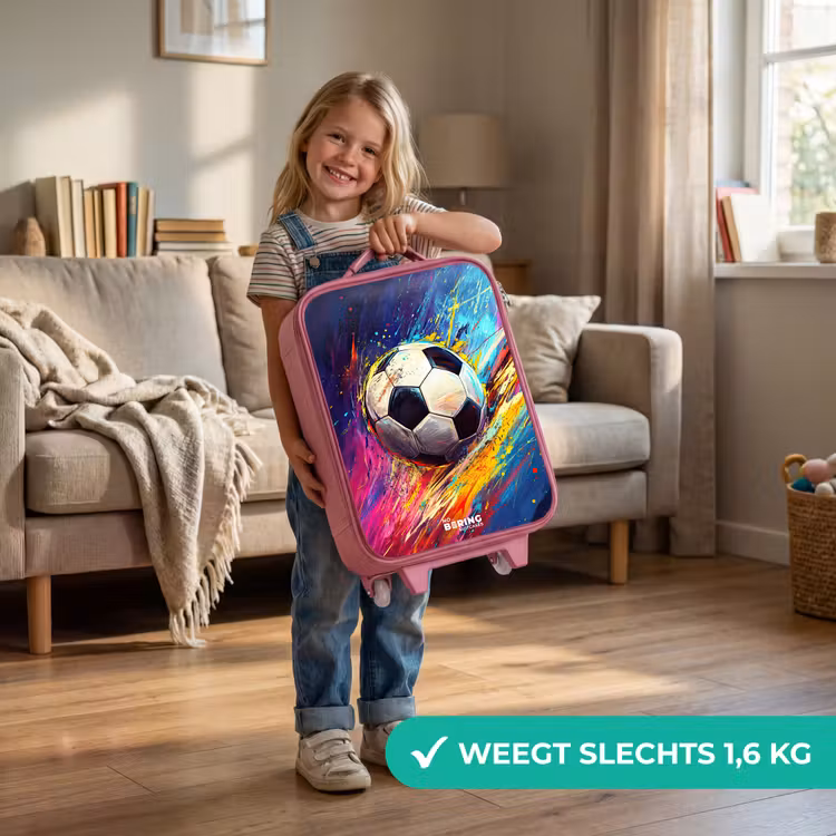 Neon - Voetbal - Kleurrijk Kinderkoffer - Roze klein -sfeer2_NL