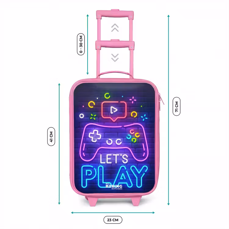 Neoncontroller tegen een bakstenen muur Kinderkoffer - Roze klein -productfoto_formaten
