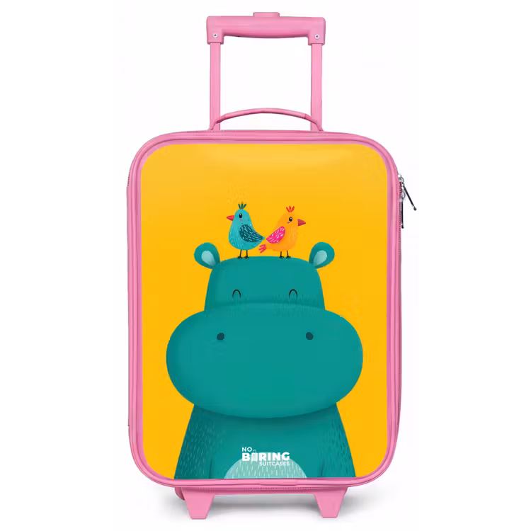 Nijlpaard - Vogels - Geel Kinderkoffer - Roze klein -zz3dotto