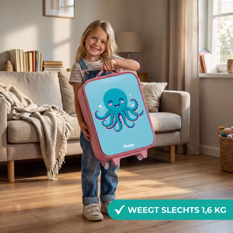 Octopus - Water - Blauw Kinderkoffer - Roze klein -sfeer2_NL