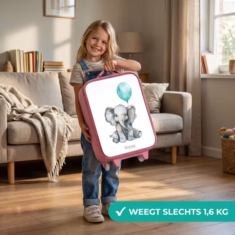 Olifant met blauwe ballon Kinderkoffer - Roze klein -sfeer2_NL