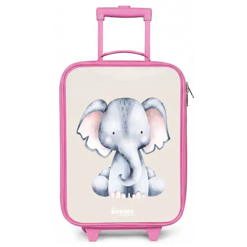 Olifant tekening tegen een beige achtergrond Kinderkoffer - Roze klein -zz3dotto