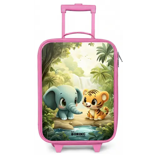 Olifant - Tijger - Bos - Jungle Kinderkoffer - Roze klein -zz3dotto