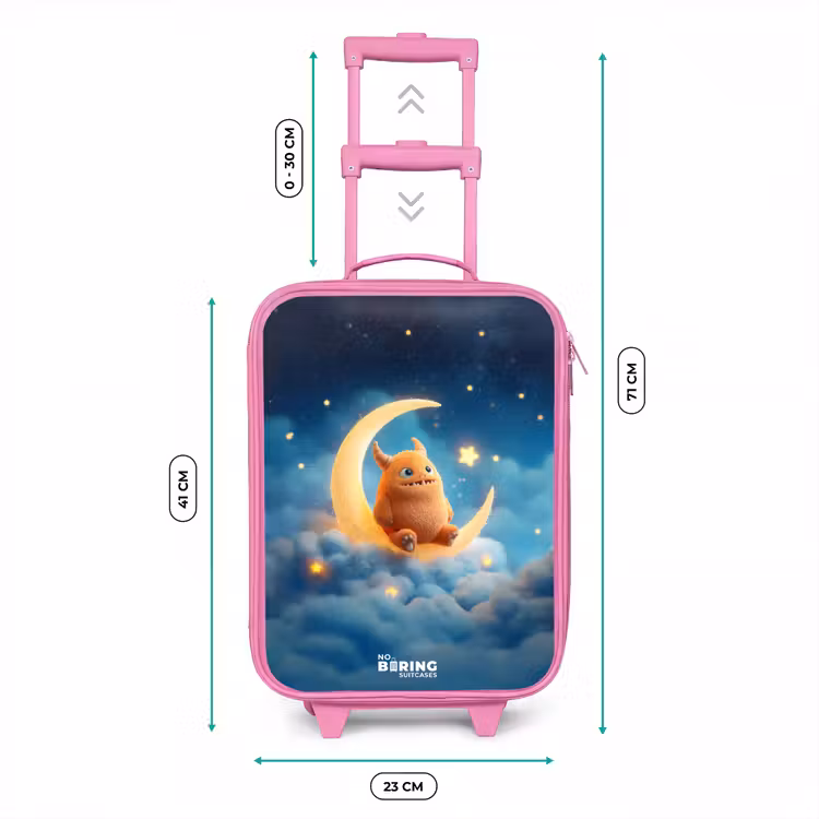 Oranje monster op maansikkel Kinderkoffer - Roze klein -productfoto_formaten