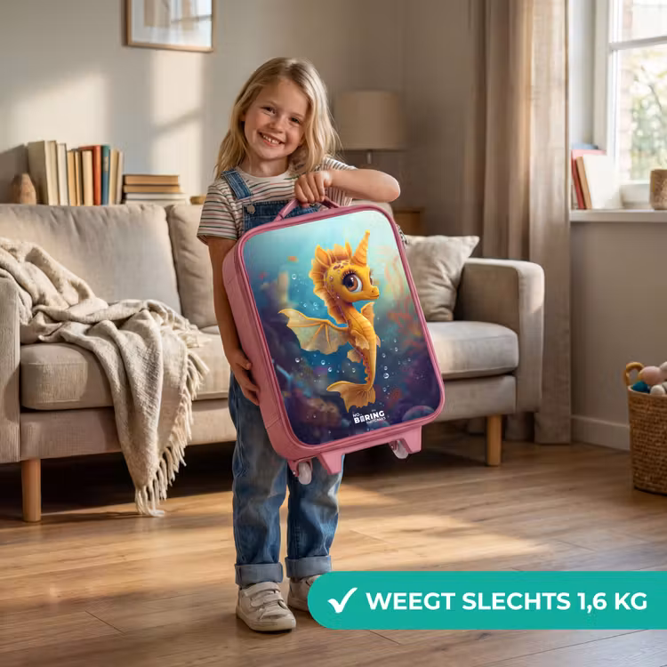 Oranje zeepaardje in het water Kinderkoffer - Roze klein -sfeer2_NL