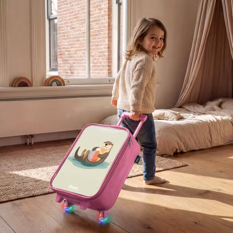 Otter - Strandbal - Water Kinderkoffer - Roze klein -sfeer1