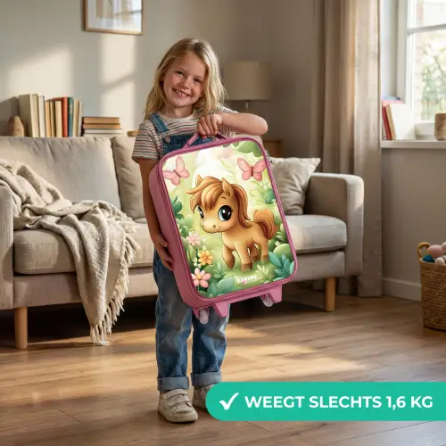 Paard - Bloemen - Vlinders Kinderkoffer - Roze klein -sfeer2_NL