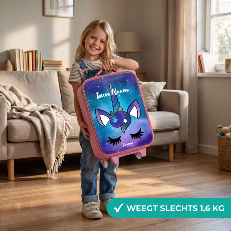 Paarse eenhoorn Kinderkoffer - Roze klein -sfeer2_NL