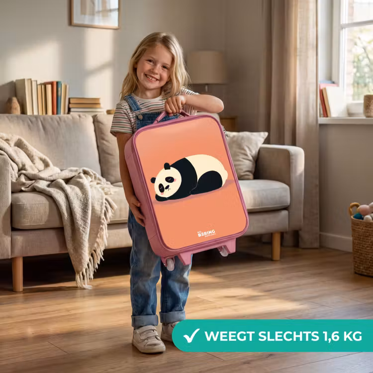 Panda - Slapen - Oranje Kinderkoffer - Roze klein -sfeer2_NL