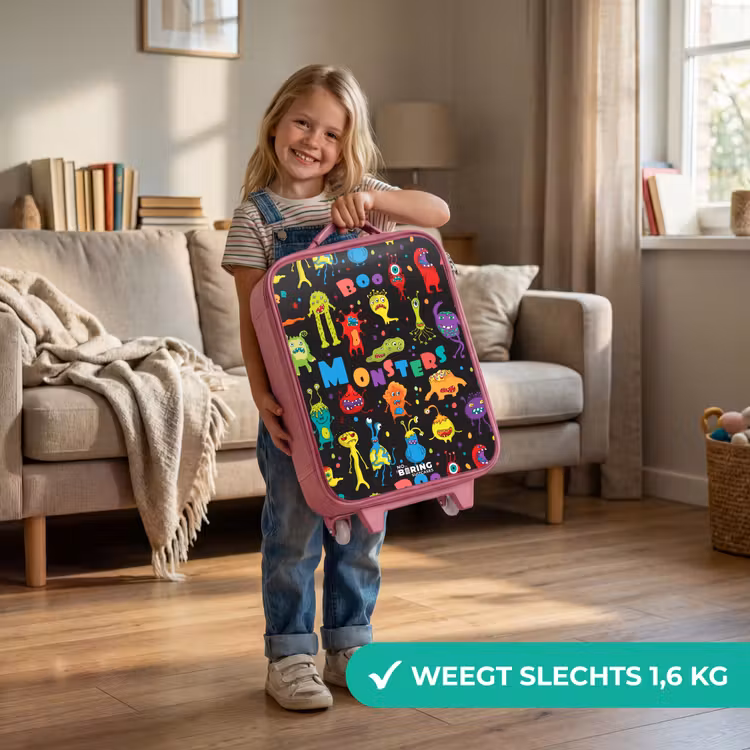 Patroon van monsters Kinderkoffer - Roze klein -sfeer2_NL