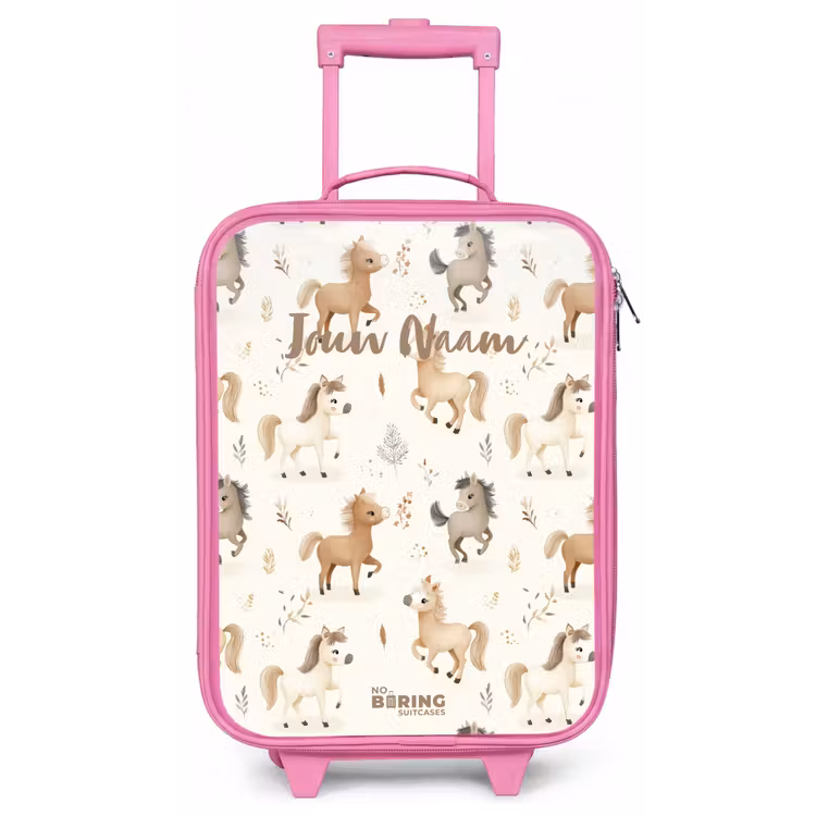 Patroon van veulens in beige en bruin kleuren Kinderkoffer - Roze klein -zz3dotto