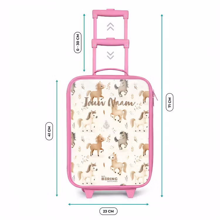 Patroon van veulens in beige en bruin kleuren Kinderkoffer - Roze klein -productfoto_formaten