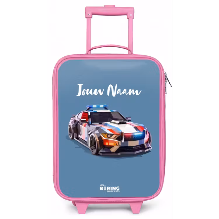 Pijlsnelle politieauto Kinderkoffer - Roze klein -zz3dotto