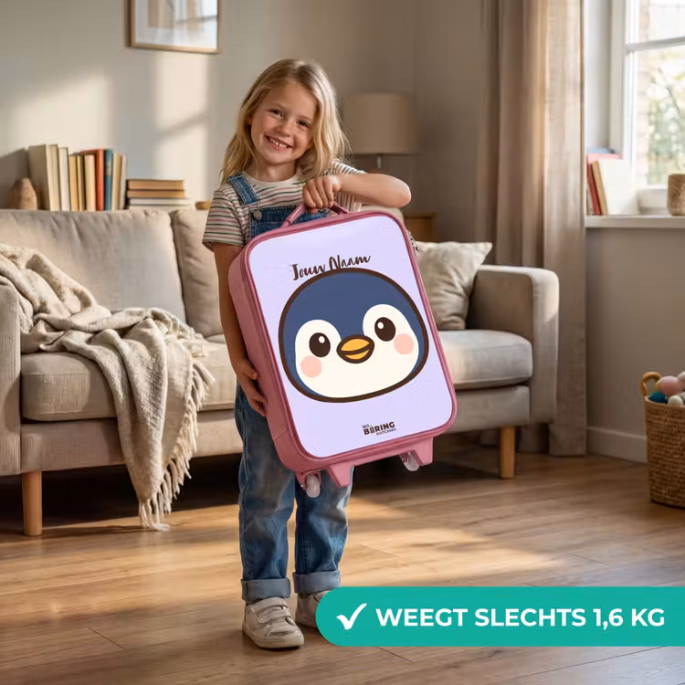 Pinguïn Kinderkoffer - Roze klein -sfeer2_NL