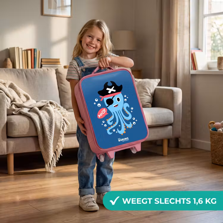 Piraten octopus met een hoed Kinderkoffer - Roze klein -sfeer2_NL