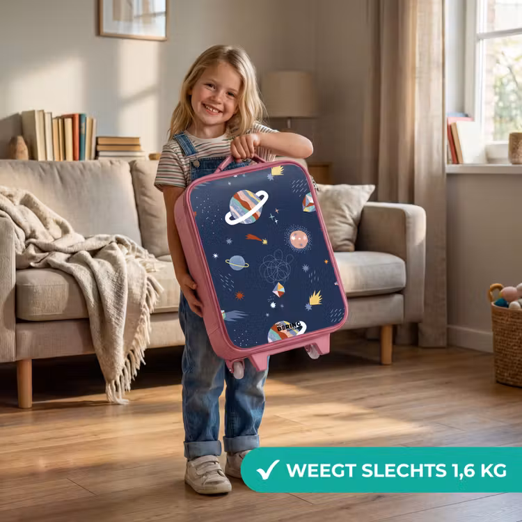 Planeten in de hemel Kinderkoffer - Roze klein -sfeer2_NL