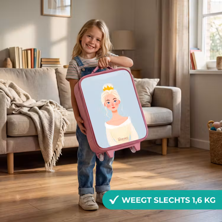 Prinses met een gouden kroon - Blauw Kinderkoffer - Roze klein -sfeer2_NL