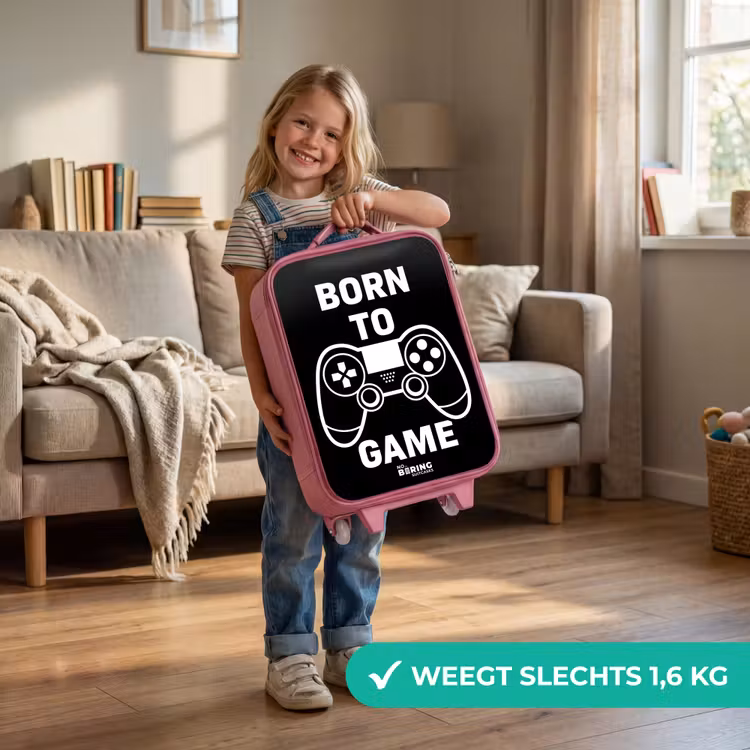 Qoute met controller in zwart wit Kinderkoffer - Roze klein -sfeer2_NL