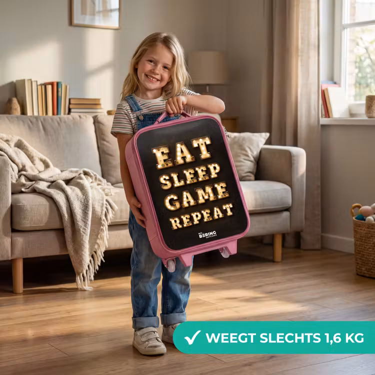 Qoute met licht Kinderkoffer - Roze klein -sfeer2_NL