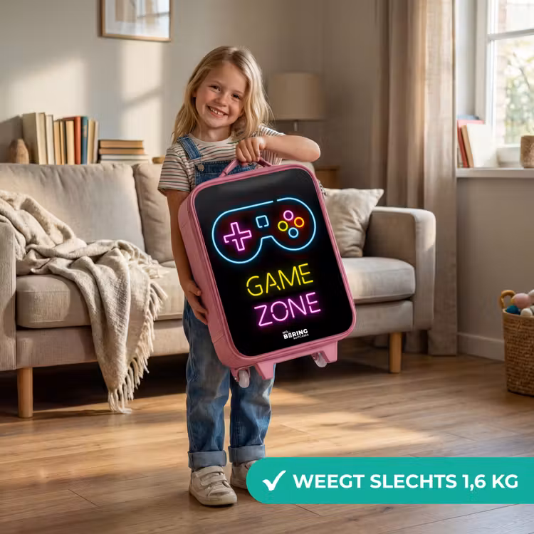 Qoute met neonkleuren Kinderkoffer - Roze klein -sfeer2_NL