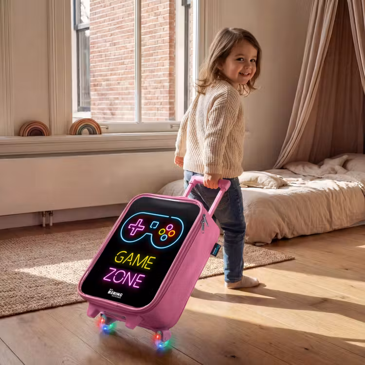 Qoute met neonkleuren Kinderkoffer - Roze klein -sfeer1