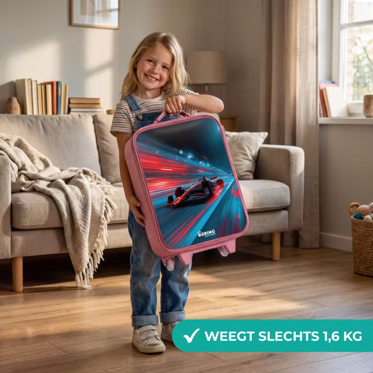 Raceauto - Baan - Neon - Verlichting Kinderkoffer - Roze klein -sfeer2_NL