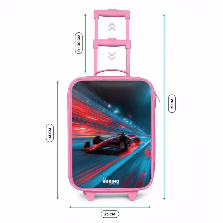 Raceauto - Baan - Neon - Verlichting Kinderkoffer - Roze klein -productfoto_formaten