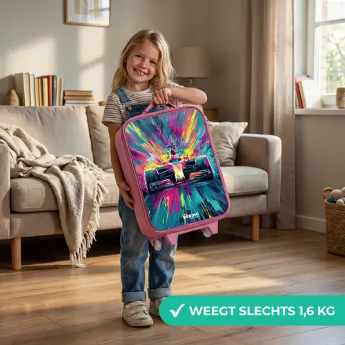 Raceauto - Explosie - Kleurrijk - Abstract Kinderkoffer - Roze klein -sfeer2_NL
