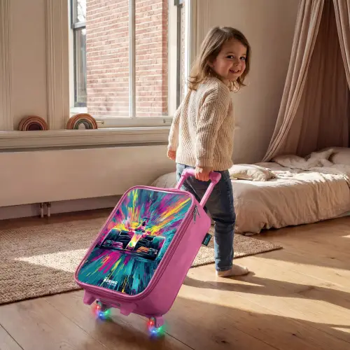 Raceauto - Explosie - Kleurrijk - Abstract Kinderkoffer - Roze klein -sfeer1