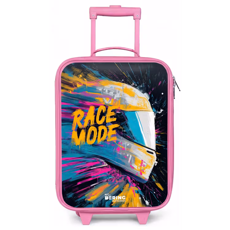 Racehelm - Verfspatten - Penseelstreken - Race mode Kinderkoffer - Roze klein -zz3dotto