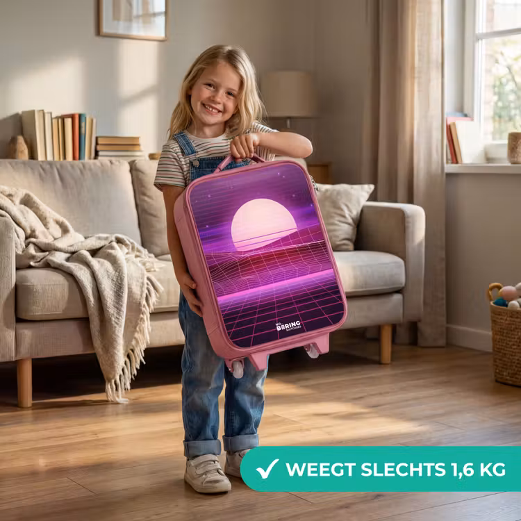 Rasterlandschap met zon Kinderkoffer - Roze klein -sfeer2_NL
