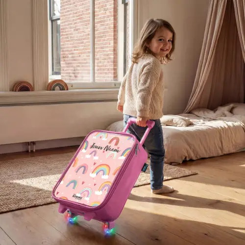 Regenbogen op een roze achtergrond Kinderkoffer - Roze klein -sfeer1