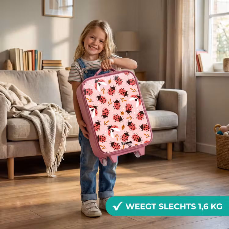 Rode lieveheersbeestjes op roze achtergrond Kinderkoffer - Roze klein -sfeer2_NL