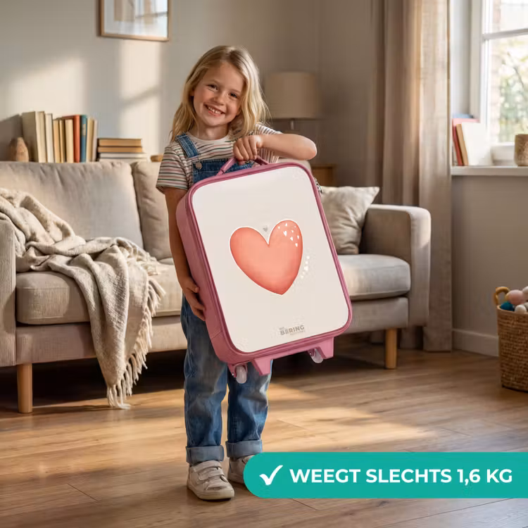 Rood hart op een beige achtergrond Kinderkoffer - Roze klein -sfeer2_NL