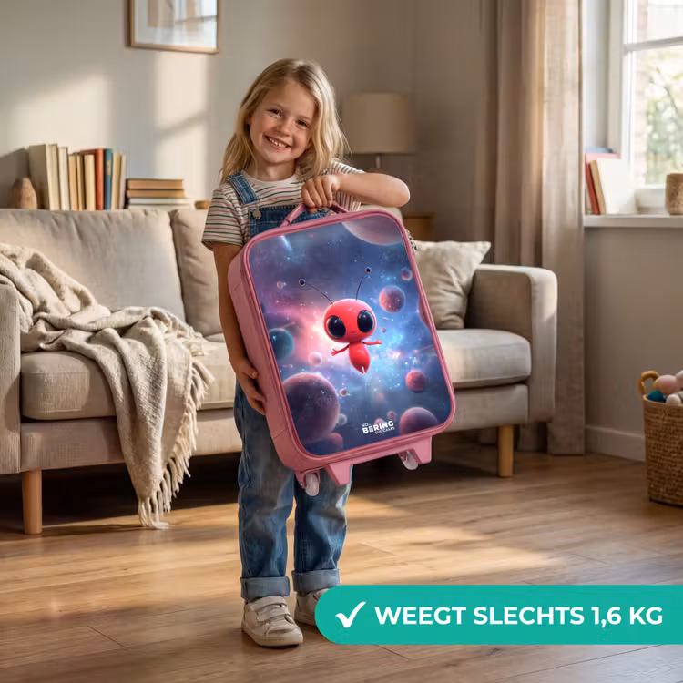 Rood Ruimtewezen in Kosmische Dans Kinderkoffer - Roze klein -sfeer2_NL