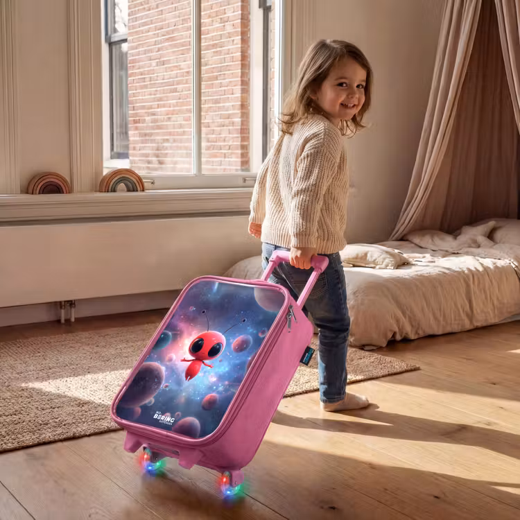 Rood Ruimtewezen in Kosmische Dans Kinderkoffer - Roze klein -sfeer1