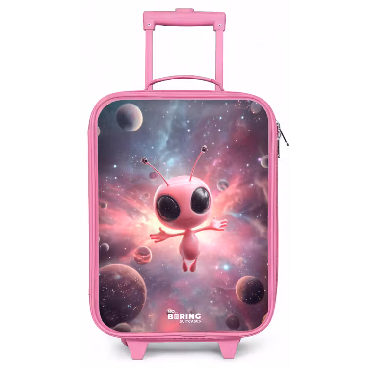 Roze Alien in Sterrennevel Kinderkoffer - Roze klein -zz3dotto