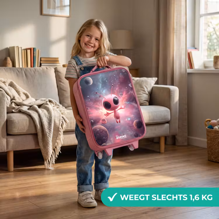 Roze Alien in Sterrennevel Kinderkoffer - Roze klein -sfeer2_NL