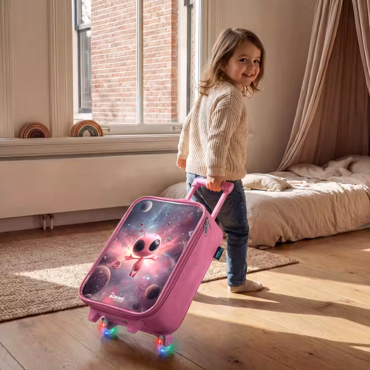 Roze Alien in Sterrennevel Kinderkoffer - Roze klein -sfeer1